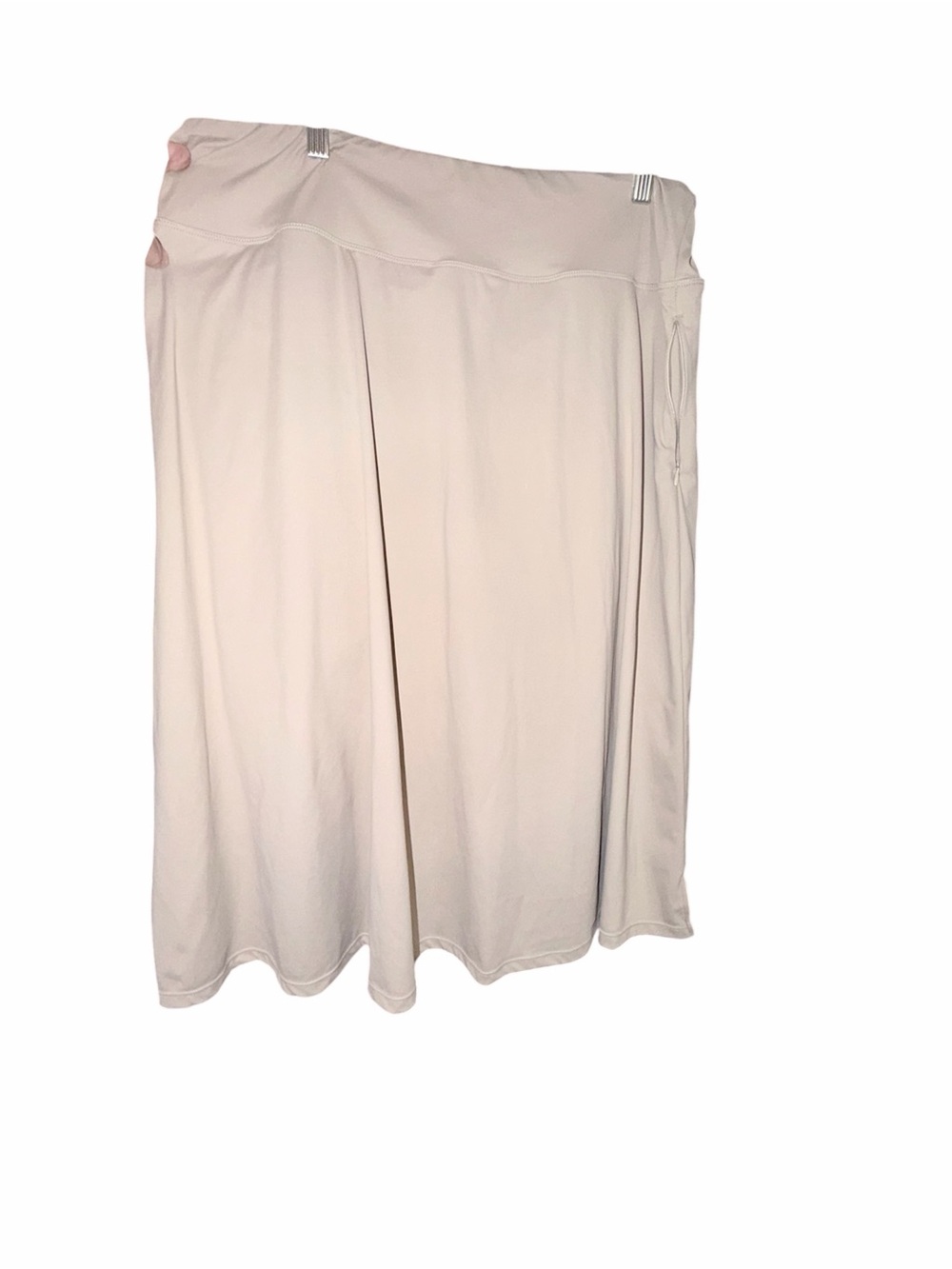 Cream Midi Swim/Athletic Skirt with Built In Shorts Underneath. Side Pockets.